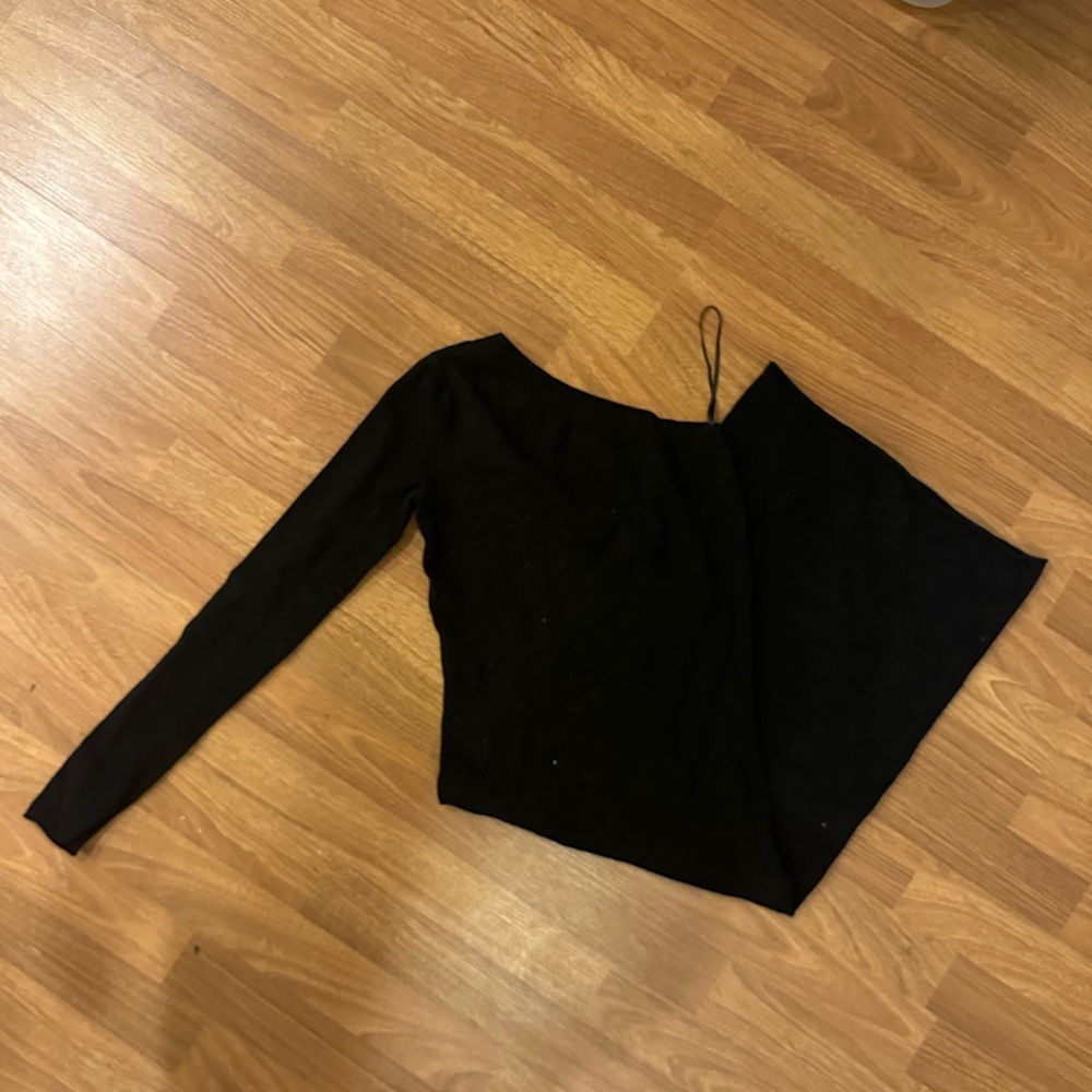 n:PHILANTHROPY Black Knit one shoulder bodycon midi dress